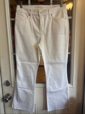 Chico's White Flare Jeans with Raw Hem